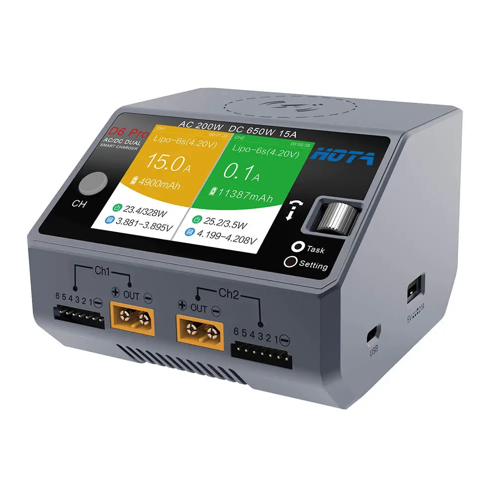 

HOTA D6 Pro AC 200W DC 650W 15A Charger With Wireless Charging for NiZn/Nicd/NiMH Battery
