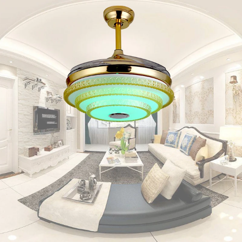 Современный потолочный вентилятор светильник Невидимый Bluetooth Динамик поколения