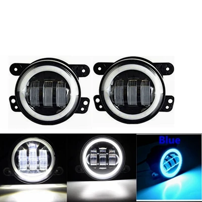 white blue halo 4 дюйма 30 Вт светодиодные противотуманные фары два цвета Halo Кольцо для Jeep Wrangler Dodge Magnum Journey Chrysler PT Cruiser и другие - Цвет: white blue halo