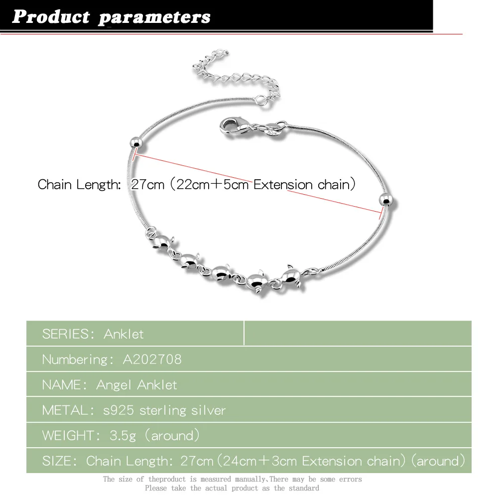 Браслет на ногу женский из серебра 2020 пробы с фианитами 22 + 5 см | Украшения и