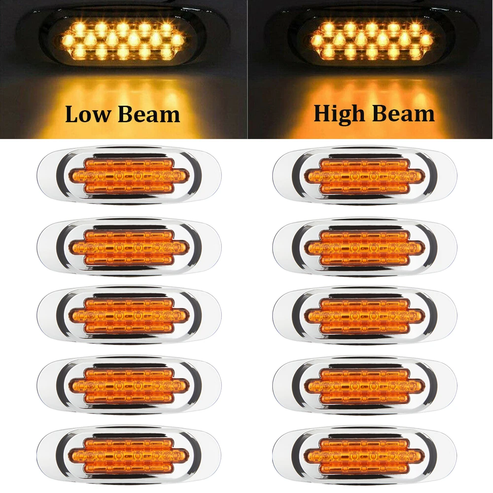 

10Pcs 12V LED Truck Lights Amber Led Side Marker Lights Car Lorry Trailer Side Clearance Marker Light Indicator Lamp