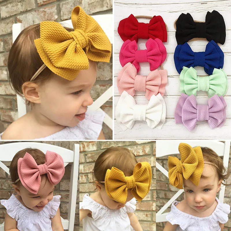 

Q 9 Colors Newborn Headwear Nice Gift Band Bows Hair Accessories Nylon Kids Headwrap Girls Hairband Turban Baby Headband