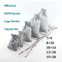 drawstring dry flower smelling pouch 50pcslot make up tools cosmetic gift bag natural burlap can customized logo