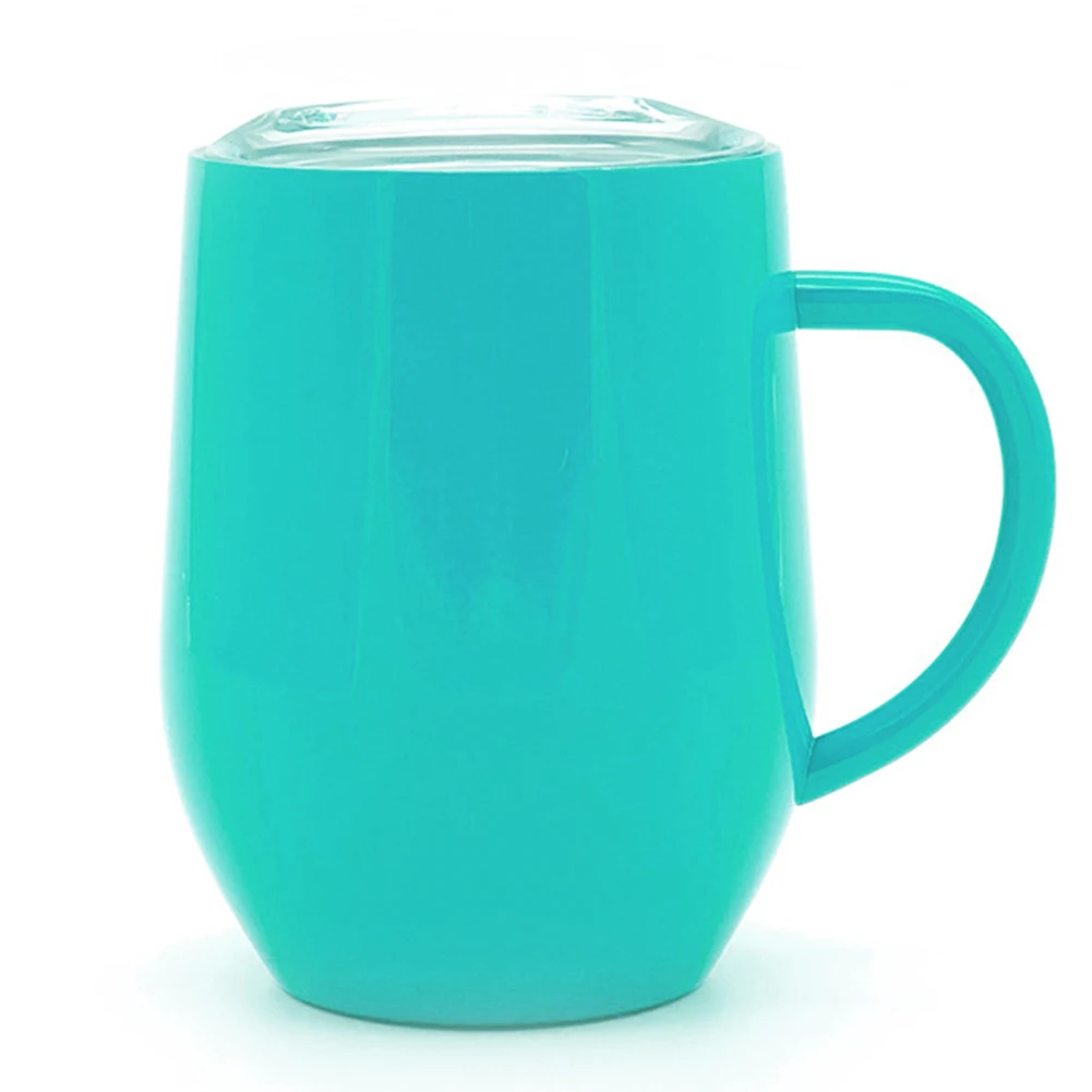 Light Blue Водное стекло с двойными стенками герметичная Изолированная небьющаяся Изысканная изогнутая рукоятка шампанское здоровая кофейная дорожная чашка из нержавеющей стали - Цвет: Light Blue
