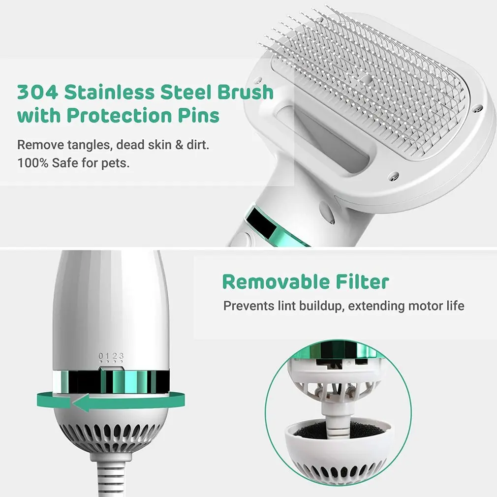 

Pet Hair Comb Dog Hair Dryer Hair Dryer Low Noise Overheating Protection Ergonomic Design Hair Comb Second Generation