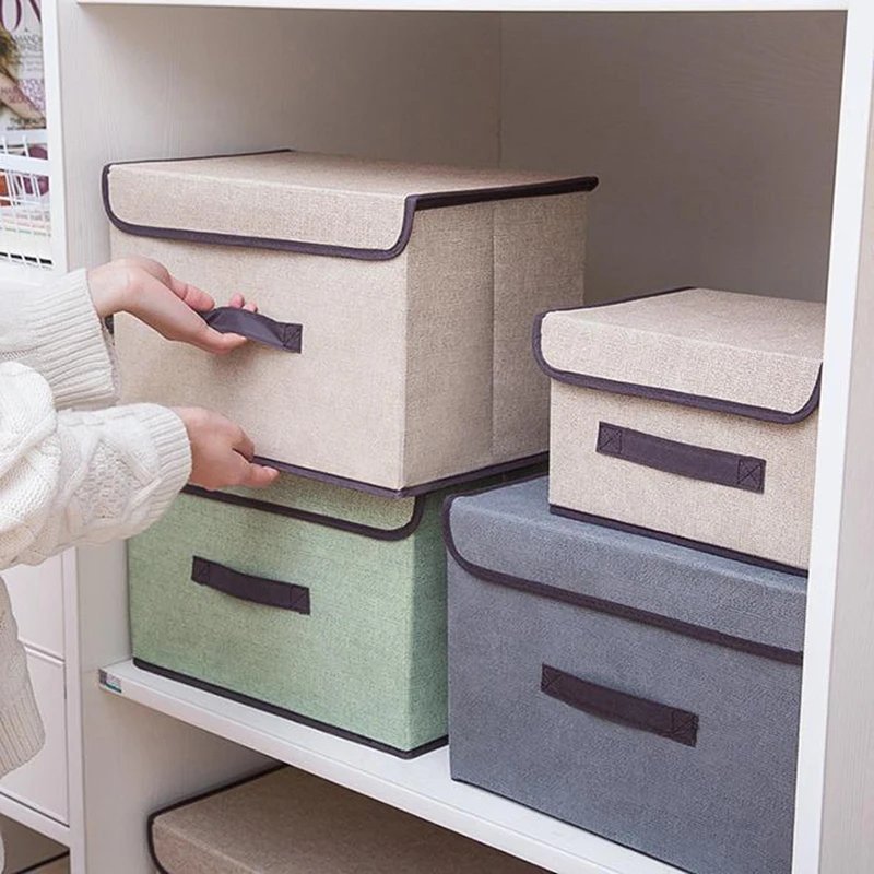 

Fabric Household Foldable Portable Storage Box Organizer Box Basket Cotton Linen Container