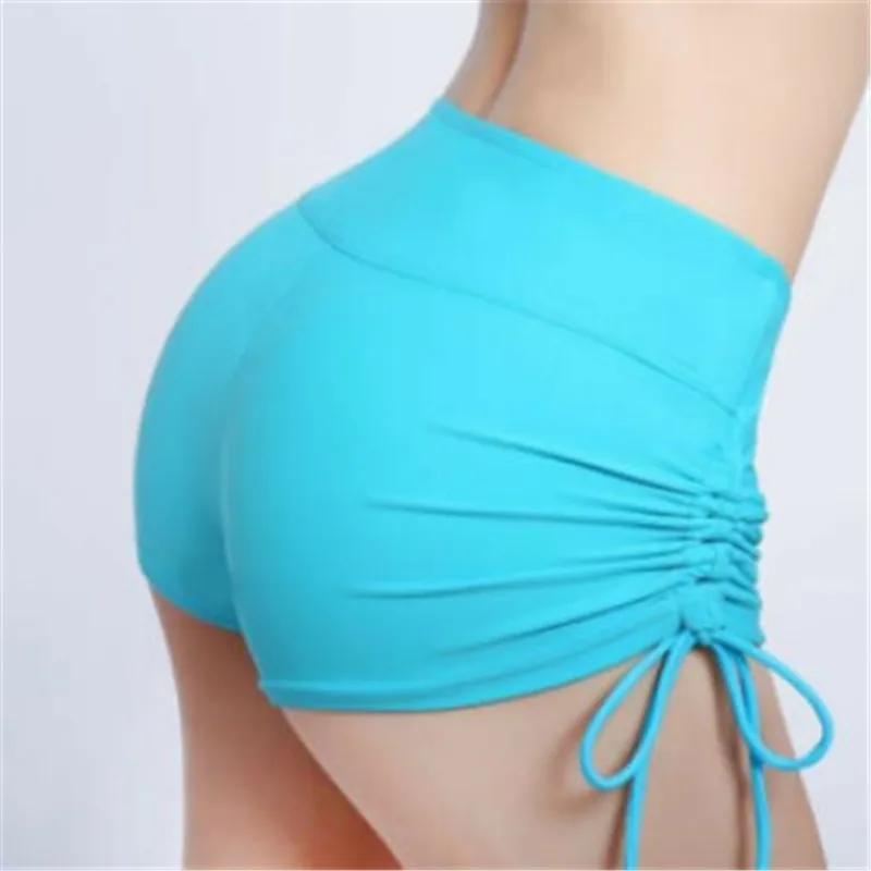 Однотонные женские спортивные шорты для йоги спортзала фитнеса плиссированные