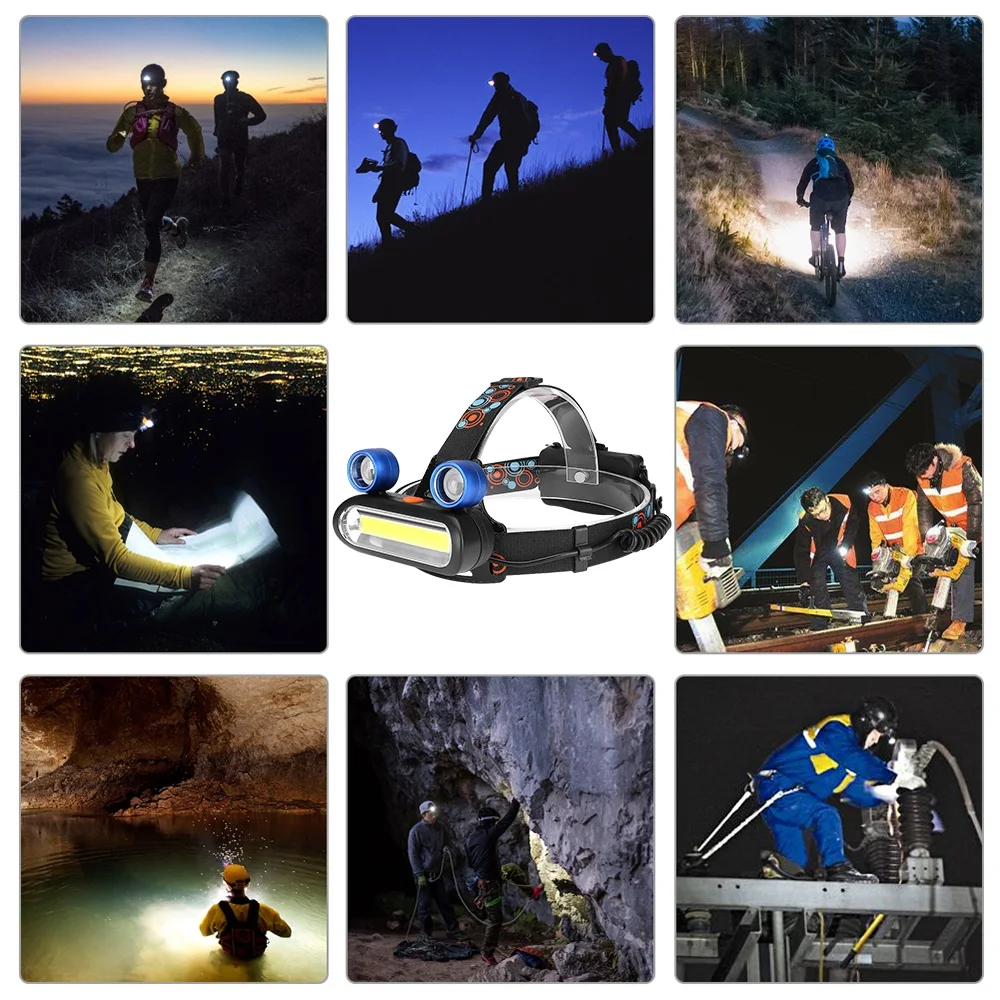 Лягушка глаз светодиодный налобный фонарик COB Головной фонарь наружные