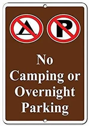 

Lplpol No Camping Or Overnight Parking Parking Sign Unique Tin Metal Sign Warning Sign Wall Decor Street Sign 12" x 18"