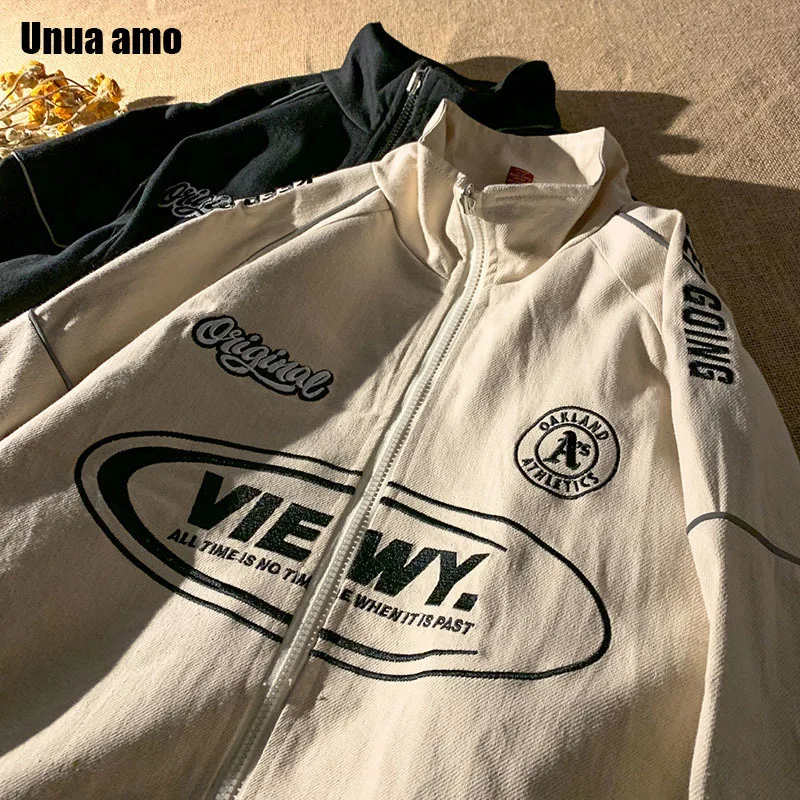 

Бейсбольная форма Unua amo, Женская куртка в стиле хип-хоп, уличная одежда в стиле Харадзюку, осенняя одежда для пар, светоотражающая куртка ове...