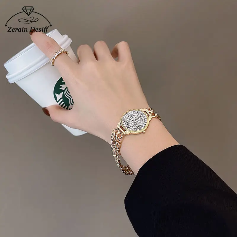 

2021 New Exquisite Dial Shape Bracelet Women's Light Luxury Micro-encrusted with Diamonds All-match Bracelets for Women