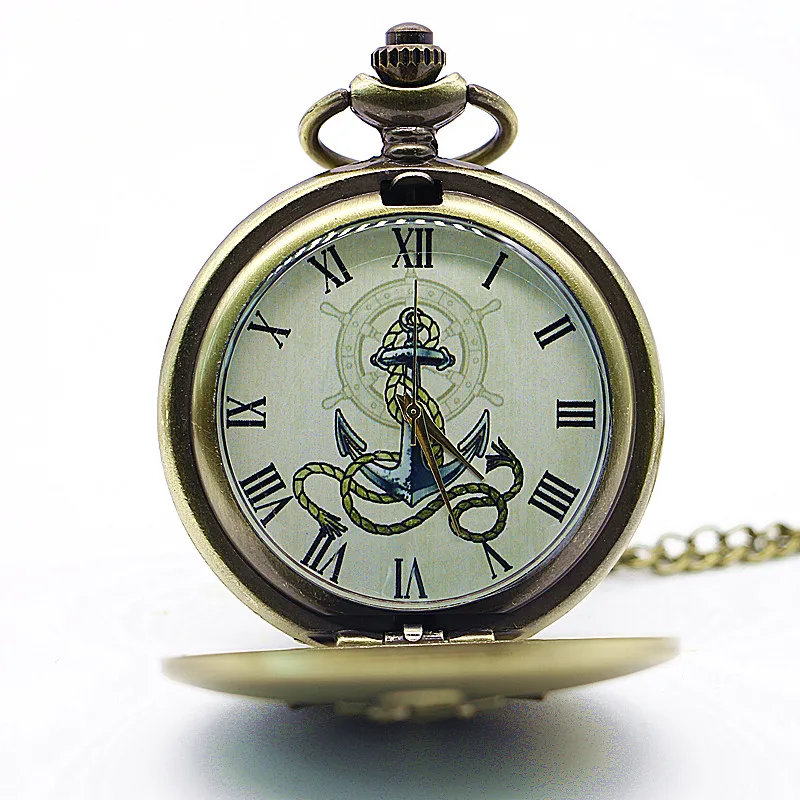 Новое поступление винтажные карманные часы с пиратским якорем и кварцевым