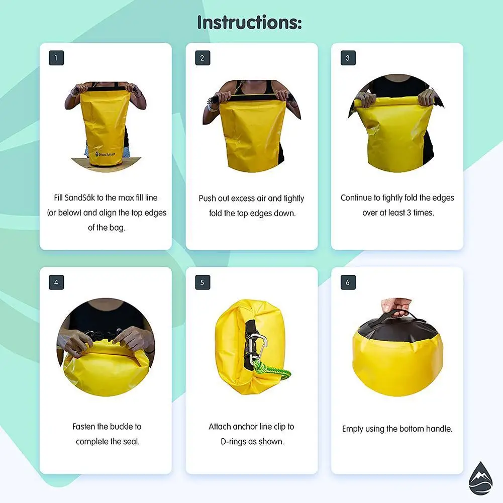 

1Pc 2-In-1 Sand Sandbag Drifting Bag With Tow Rope Ski For Kayak Line Jet Waterproof Bag Small Boat Rowing Dock Sand Sack