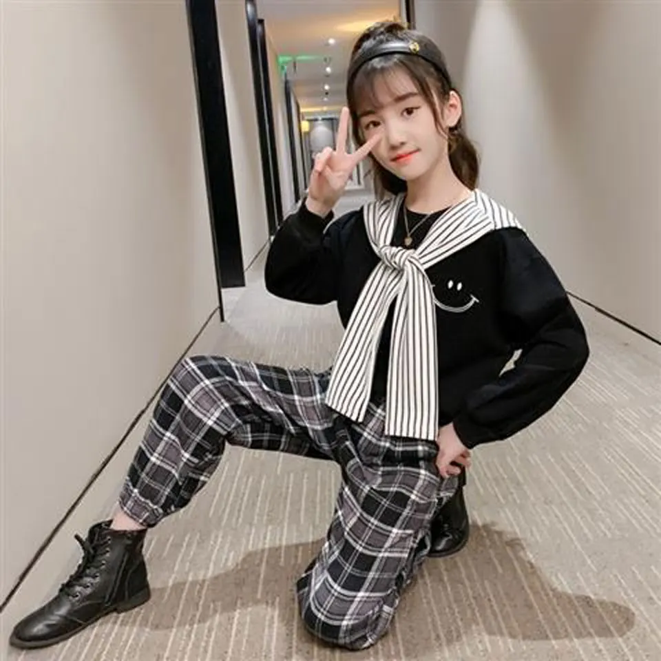 Осень 2020 одежда для маленьких девочек свитшот с длинным рукавом + штаны детская