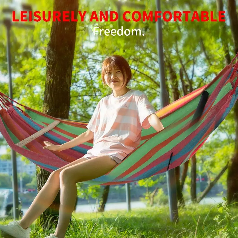

Hike Explore Hanging Hammock Hammock Swing Field Survival Double Person 300kg Blue Stripes Tent Outdoor Leisure Hanging Bed