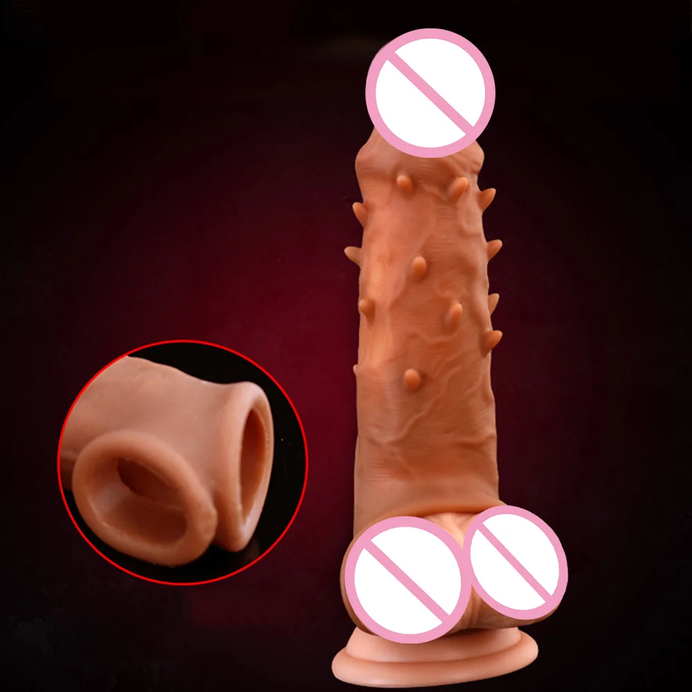 Male Condoms Reusable Penis Sleeve Time Delay Ejaculation Sex Toys Condom for Men | Красота и здоровье
