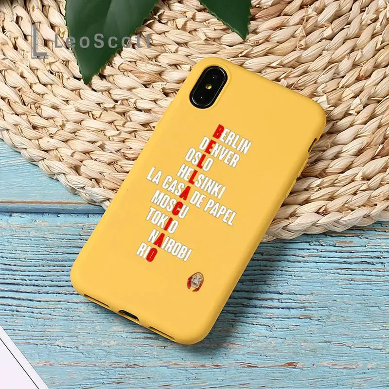 

Spain TV Money Heist House Paper Phone Case Yellow Candy Color for iPhone 11 12 mini pro XS MAX 8 7 6 6S Plus X SE 2020 XR