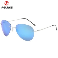 felres men ultralight rimless b titanium polarized sunglasses folding hinge driving brand design sun glasses f013