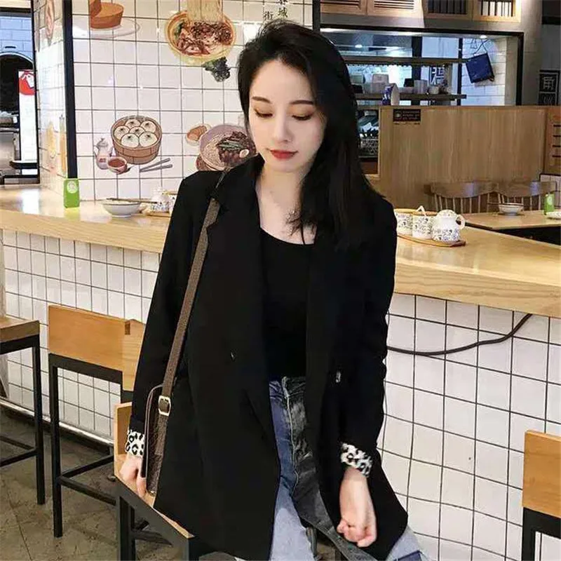 

Women Fashion Loose Blazer 2021 Korean Version Style Long-Sleeve Collar Casual Solid Color Coat