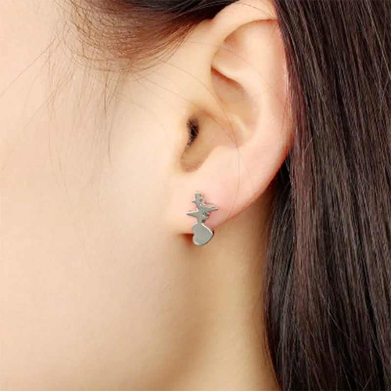 Сплав женские стильные серьги гвоздики сердце электрокардиограмма ушные