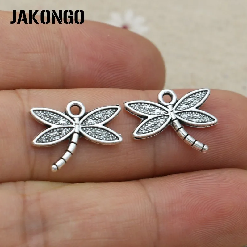

40PCS Antique Silver Plated Dragongfly Charms Pendants for Jewelry Making Bracelet DIY 14x18mm