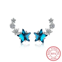 fashion blue zirconia star 925 sterling silver stud earrings for women sterling silver jewelry small studs earring