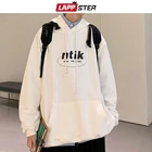 Толстовка LAPPSTER мужская с капюшоном, корейский модный свитшот с графическим принтом и надписью, худи с большими карманами, Японская уличная одежда, осень 2021