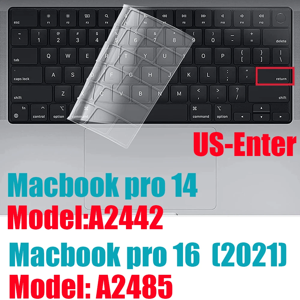 Чехол для клавиатуры из ТПУ нового MacBook Pro 14 дюймов 2021 M1 A2442/ 16 Max A2485 Ультратонкий