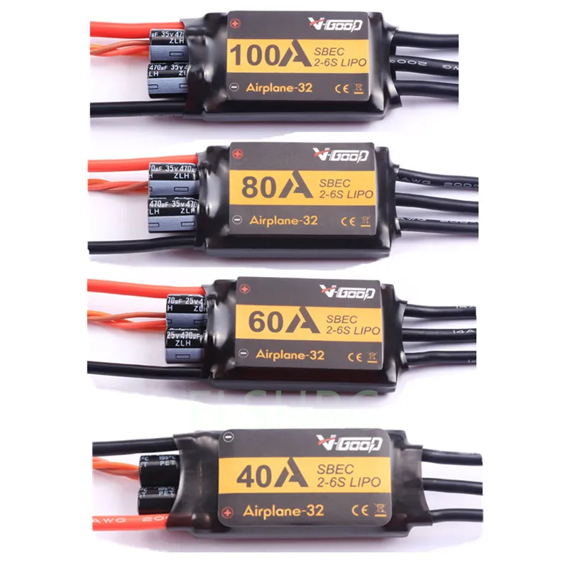 VGOOD Самолеты 32 40A 60A 80A 100A бесщеточный ESC с SBEC 2 6S LiPo для неподвижного крыла RC