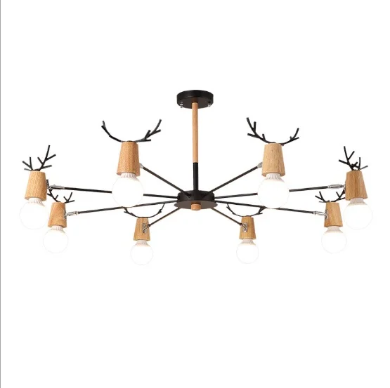 Скандинавская люстра E27 для гостиной и кабинета деревянная лампа в Корейском