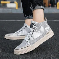 casual shoes for men high top printed canvas shoes joker simple outdoor shoes popular fashion flats shoes mens vulcanize shoes
