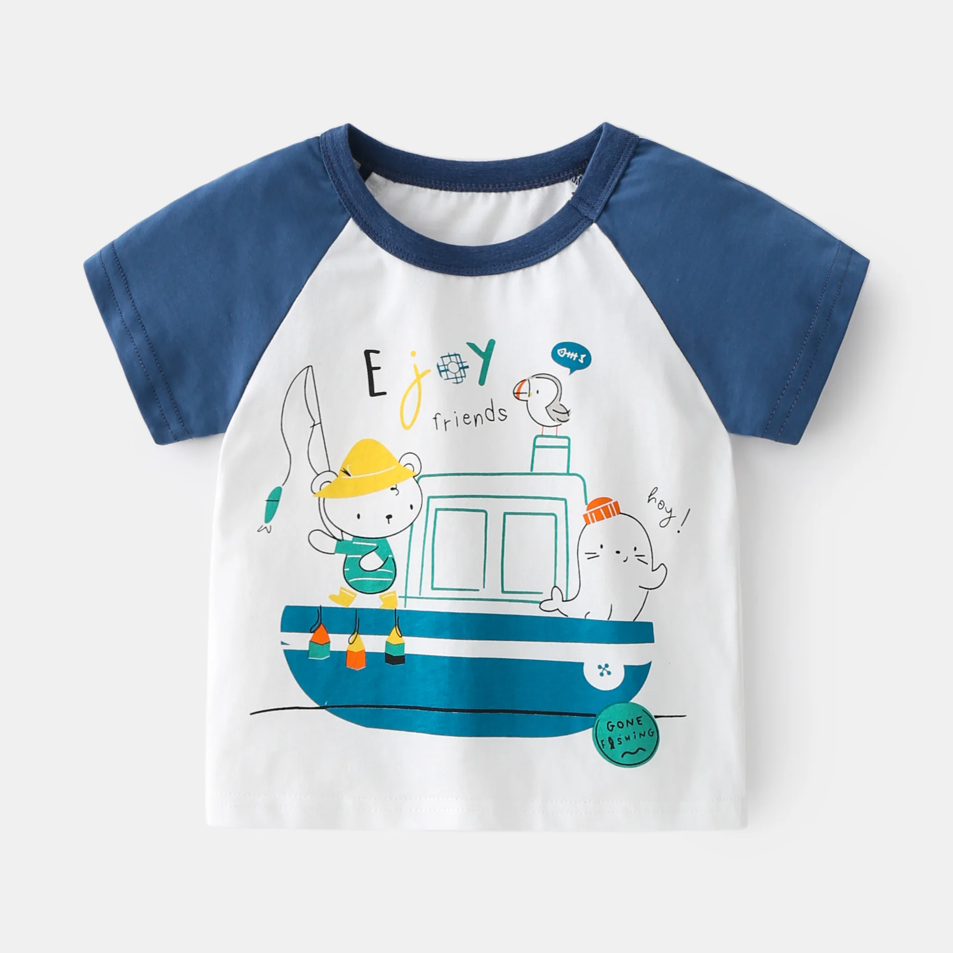 New 2021 Kids Boys T Shirts Fashion Cartoon Shark Print Short Sleeve T-Shirt Cotton Baby Summer Casual O-neck Tops Clothing | Мать и