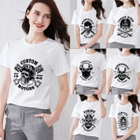 womens t shirt fashion oversized t shirt round neck ladies casual all match pirate skull printed graphic series female clothes