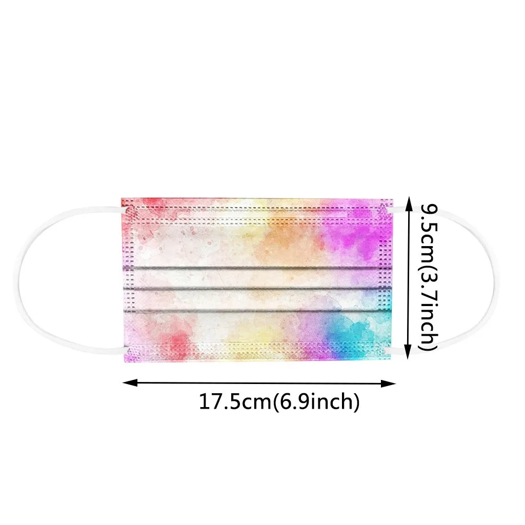 

50Pcs Unisex Adults Disposable Mask Tie-Dye Prints Mask 3 -Layer Soft Face Mask Fashion mascarilla