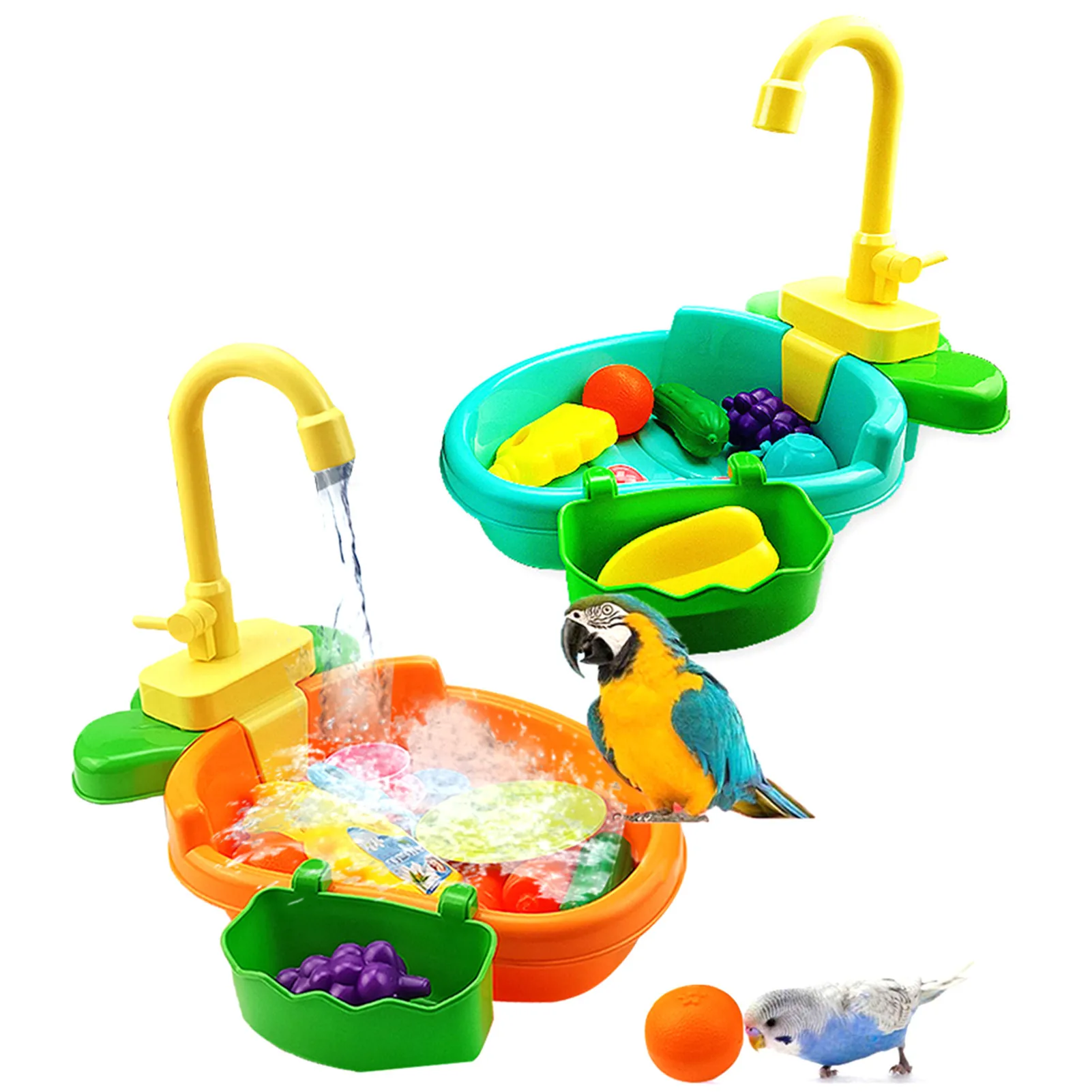 

Bird Bath Tub Parrot Automatic Bathtub With Faucet Bird Shower Bathing Tub Bird Feeder Bowl Parrot Automatic Bathtub Pool
