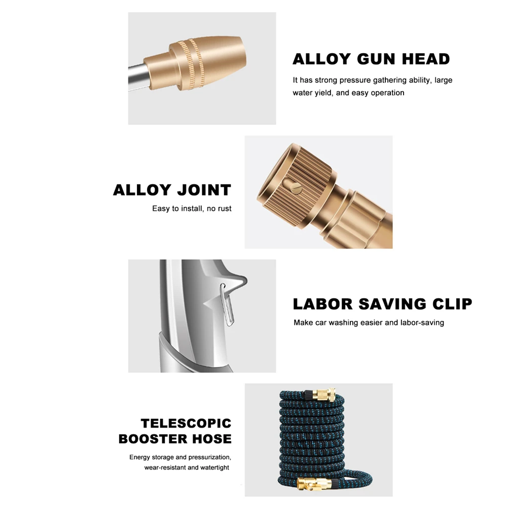 

Expandable Magic Hose Pipe High-Pressure Car Wash Hose Adjustable Spray Flexible Home Garden Watering Hose Cleaning Water Gun