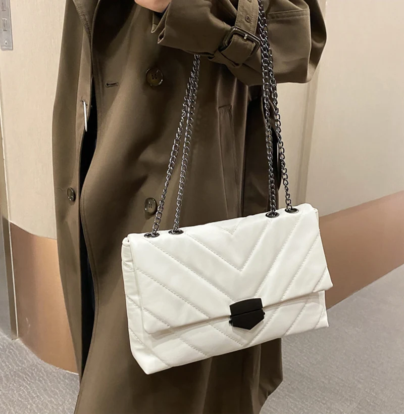 

Fashion Chains Shoulder Bag For Women PU Leather Armpit Bag Simple Crossbody Bag Designer Messenger Bag Lady Handbag