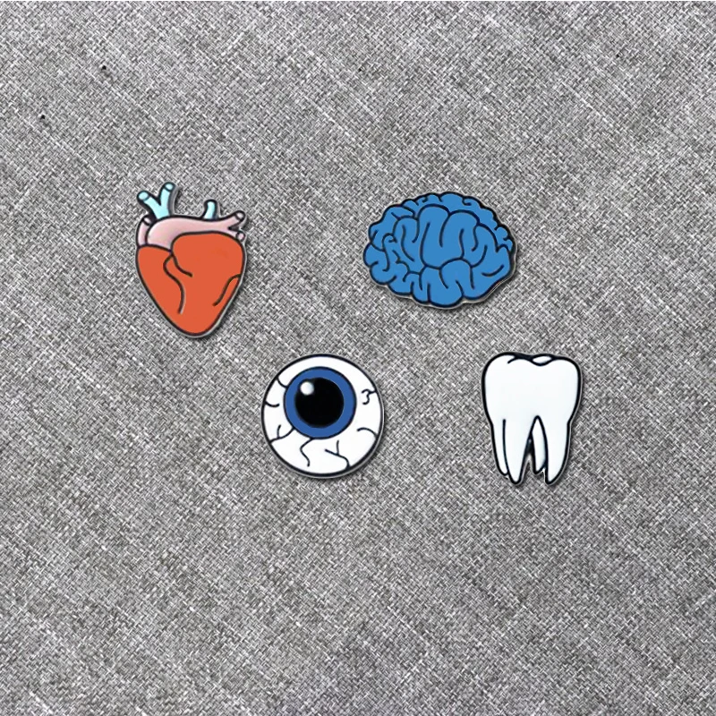 Женская Мужская сердце головы глаз зуб медицинская брошь пины металлические