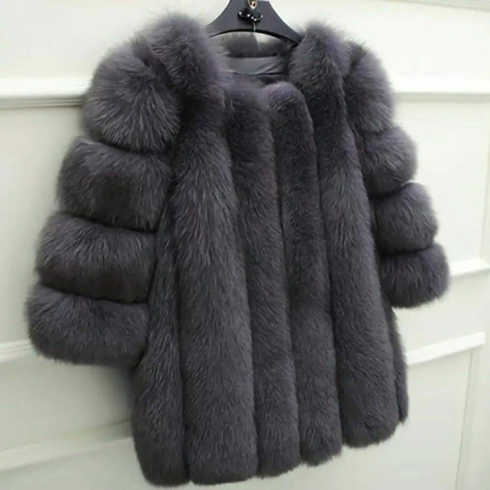 

Faux Fur Coat Plus Size 5XL Women Autumn Winter Fluffy 2019 Plush Coat Solid Long Sleeve Cardigan Coat Warm Soft Outwear