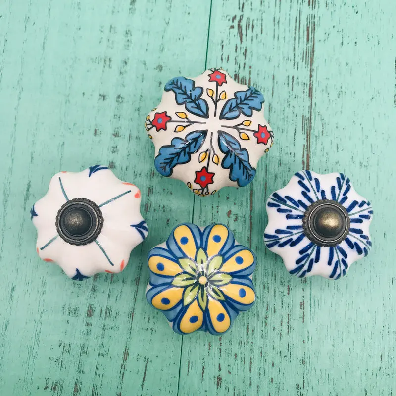 6x креативная ручная роспись ивового листа или цветка сливы керамические ручки