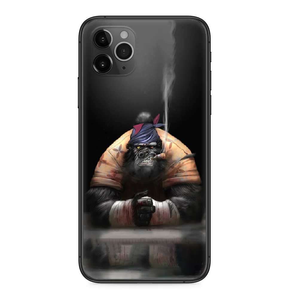 Чехол для телефона Smoking monkey orangutan iphone 4 4s 5 5S SE 5C 6 6S 7 8 plus X XS XR 11 PRO MAX 2020 black hoesjes tpu funda art