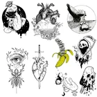 Стикеры для глажки с черепом в стиле панк, Термотрансферная виниловая нашивка, термонаклейка для глажки одежды, футболок, черно-белая аппликация