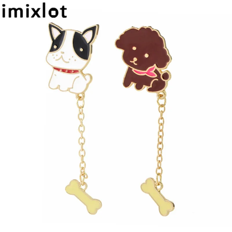 Imixlot 1 шт. японские модные броши в форме собаки Тедди Собака Брошь с цепочкой