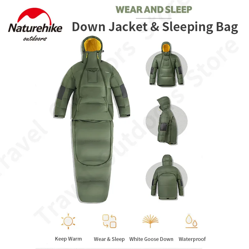 

Naturehike 750Fp Ultralight Sleeping Bag Down Jacket 1.2kg Winter 90% Goose Down Clothes Thickening 2 In 1 Dual Purpose