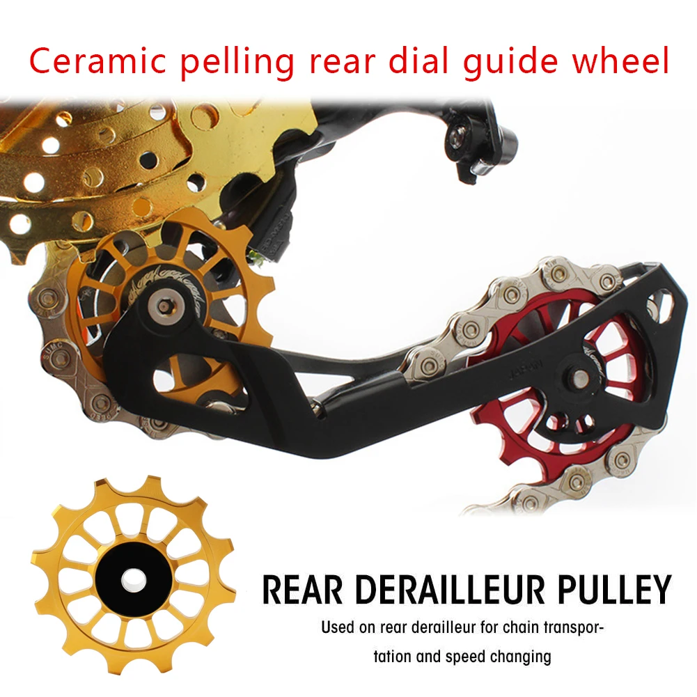 

12T Jockey Wheels Rear Derailleur Pulley Aluminum Alloy Roller Wheel Ceramic Bearing for Road Mountain Bike Jockey Wheels Pulley