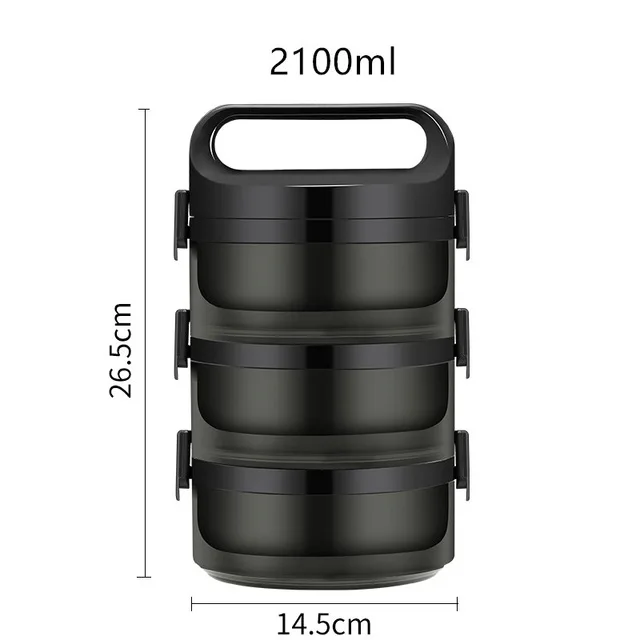 3 Layer Black Термос для ланча бэнто-бокс для студентов портативный 304 из нержавеющей стали многослойный контейнер для хранения пищи Герметичный Тепловой Ланчбокс - Цвет: 3 Layer Black