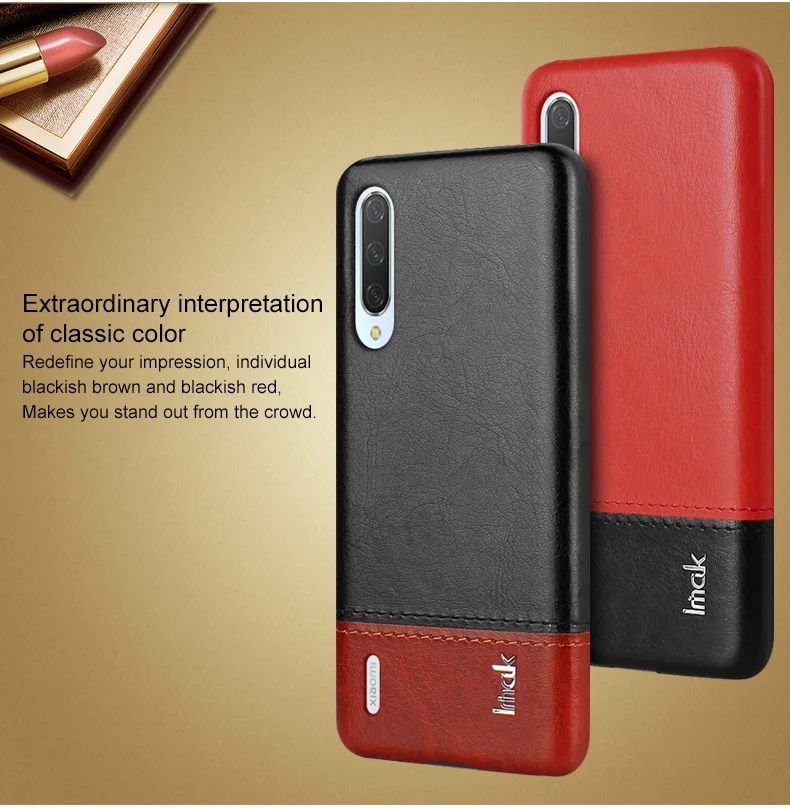 Imak роскошные чехлы Ruiyi для Xiaomi mi 9 Lite A3 mi A3 CC9e CC9 чехол тонкая задняя крышка чехол для телефона жесткий ПУ ПК coque деловые обложки