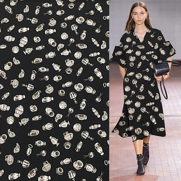 

Шелковая ткань, 100% чистый шелк, крепдешин, Винтажный дизайн с принтом, ширина 140 см, SCDC1183