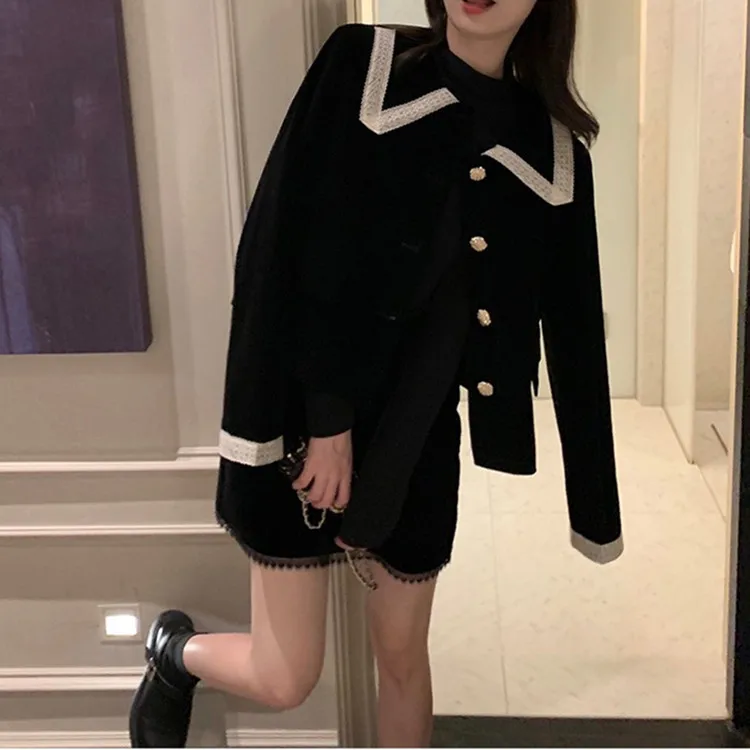 

Модный Французский женский костюм с юбкой, Осень-зима 2021, кружевные юбки, Новое поступление