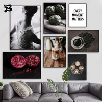 vintage home decoration canvas painting woman pomegranate coffee wall art nordic posters and prints for living room home decor